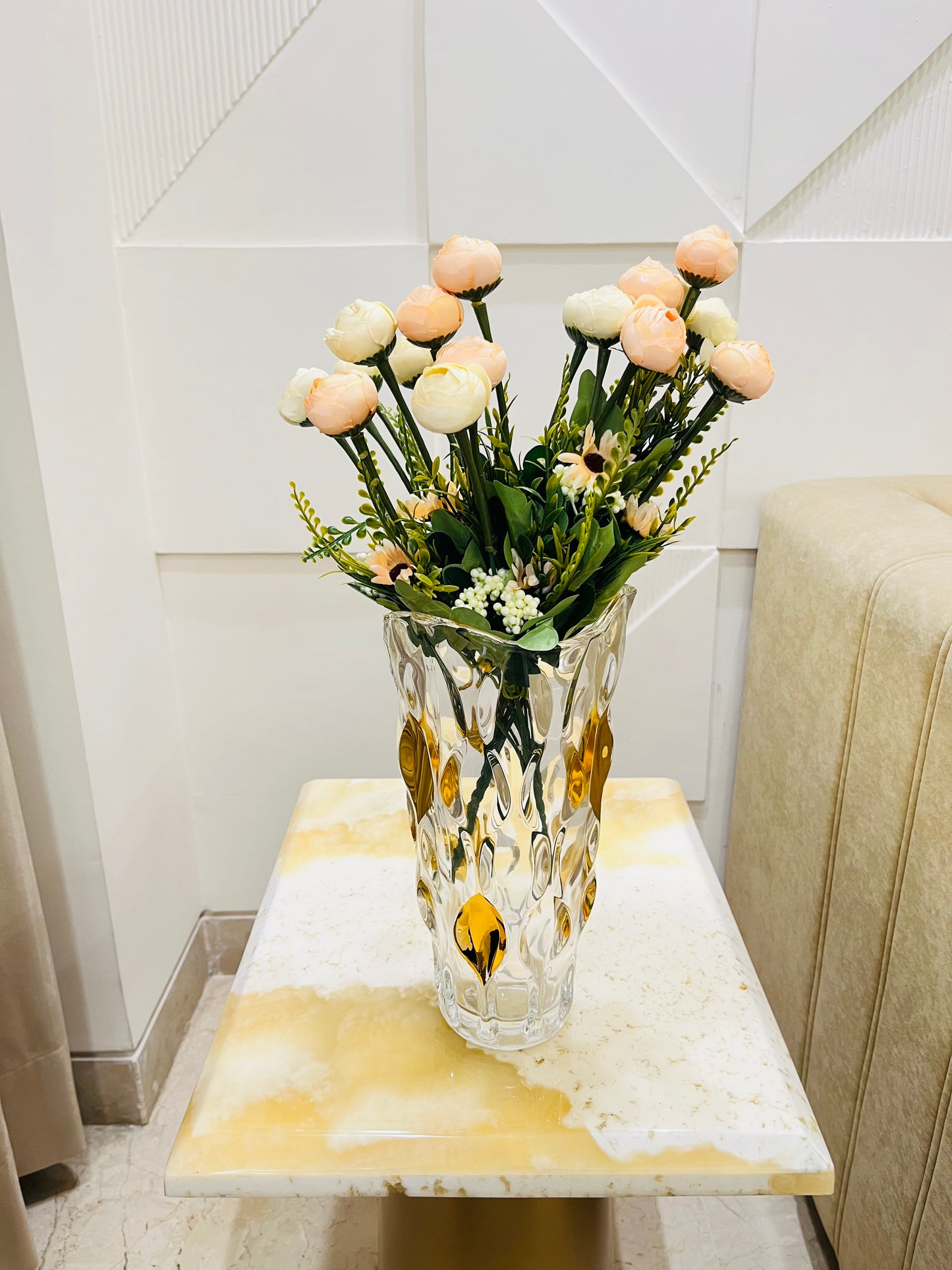 Artificial Ranunculus Flower Bunch for Table Vases (Pack of 2 Stems)