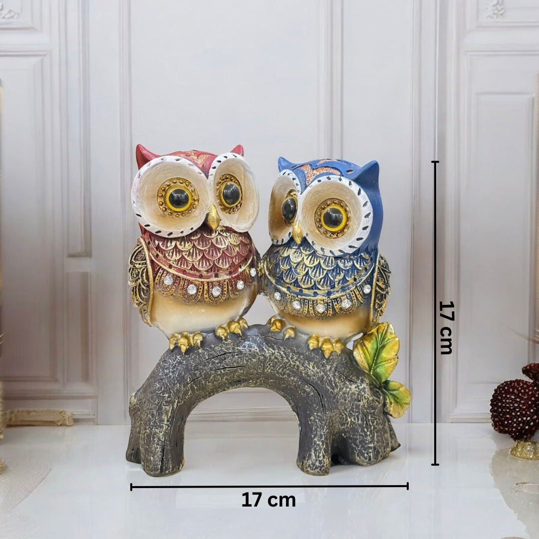 Decorative Twin Owl Showpiece on Branch