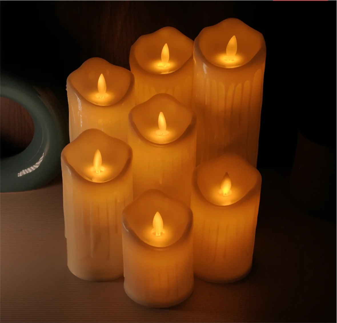 Led Moving Flame Melted Pillar Candles - 3inch diameter