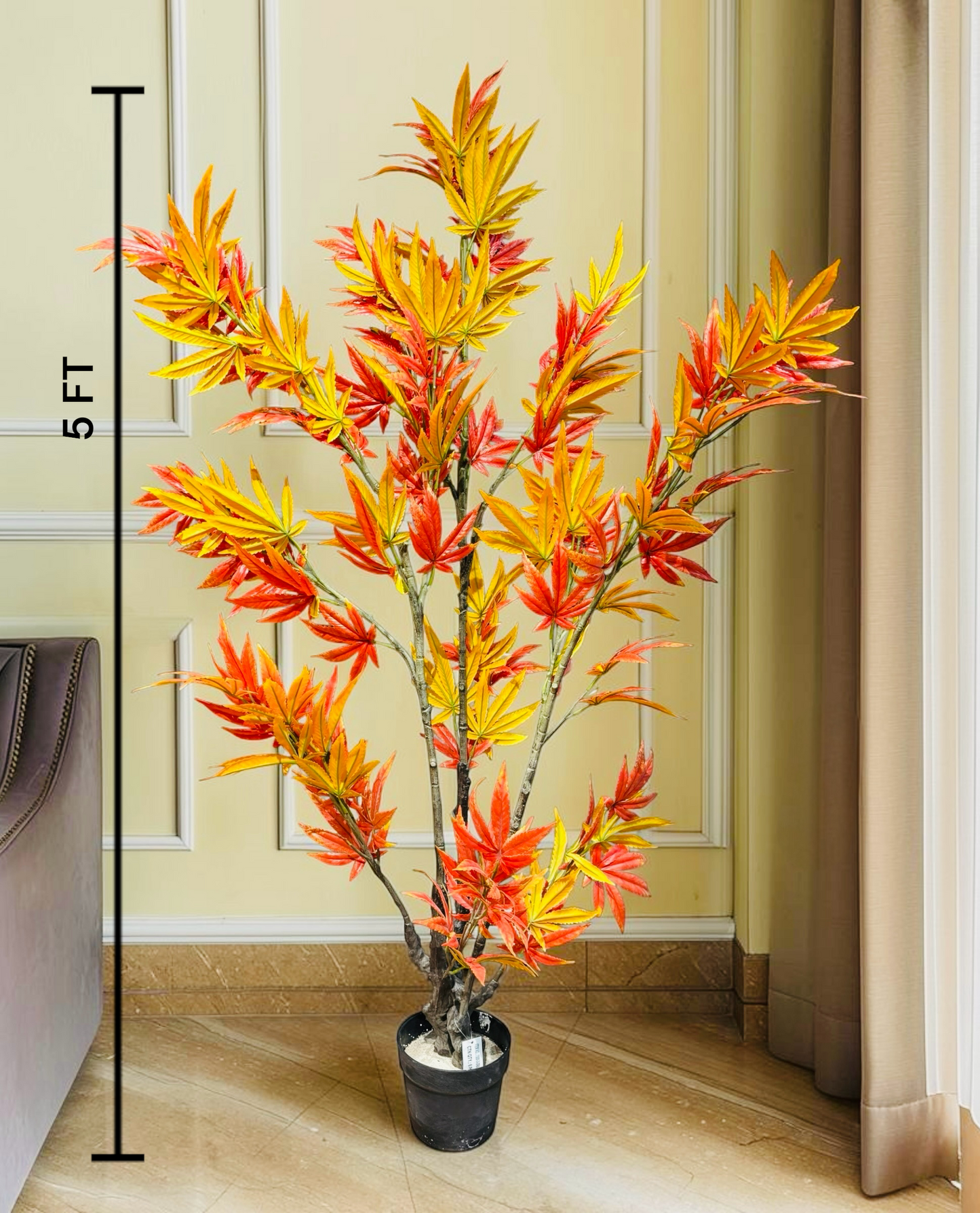 5 FT Premium Artificial Autumn Maple Tree | Large Decorative Faux Plant for Living Room, Office, Hotel & Home Décor