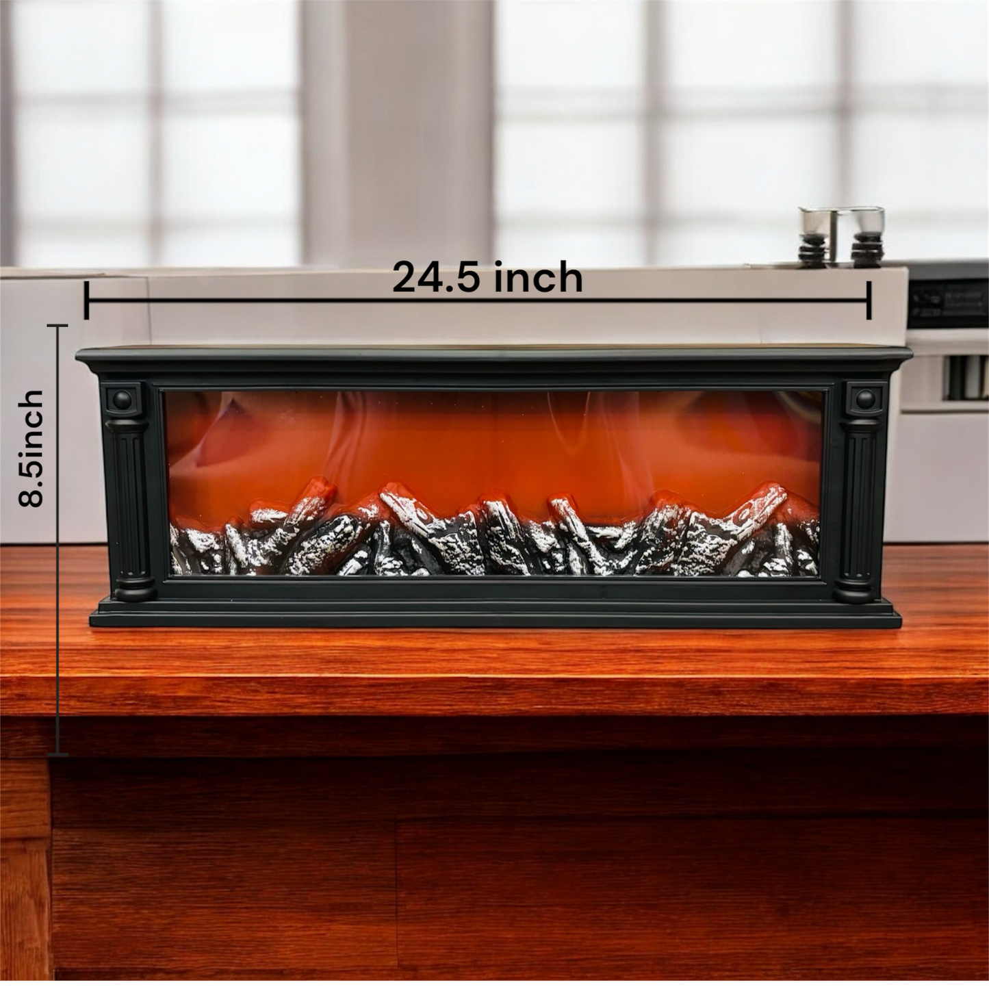 Realistic Fireplace LED Tabletop Lamp – Ember Glow & Cozy Flame Effect (Black)