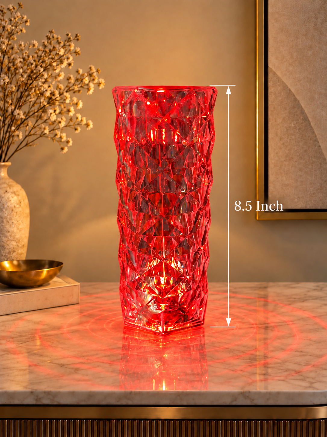 Rechargeable Premium Crystal Table Lamp with Remote Control & 16 Colors, 8.5 Inch