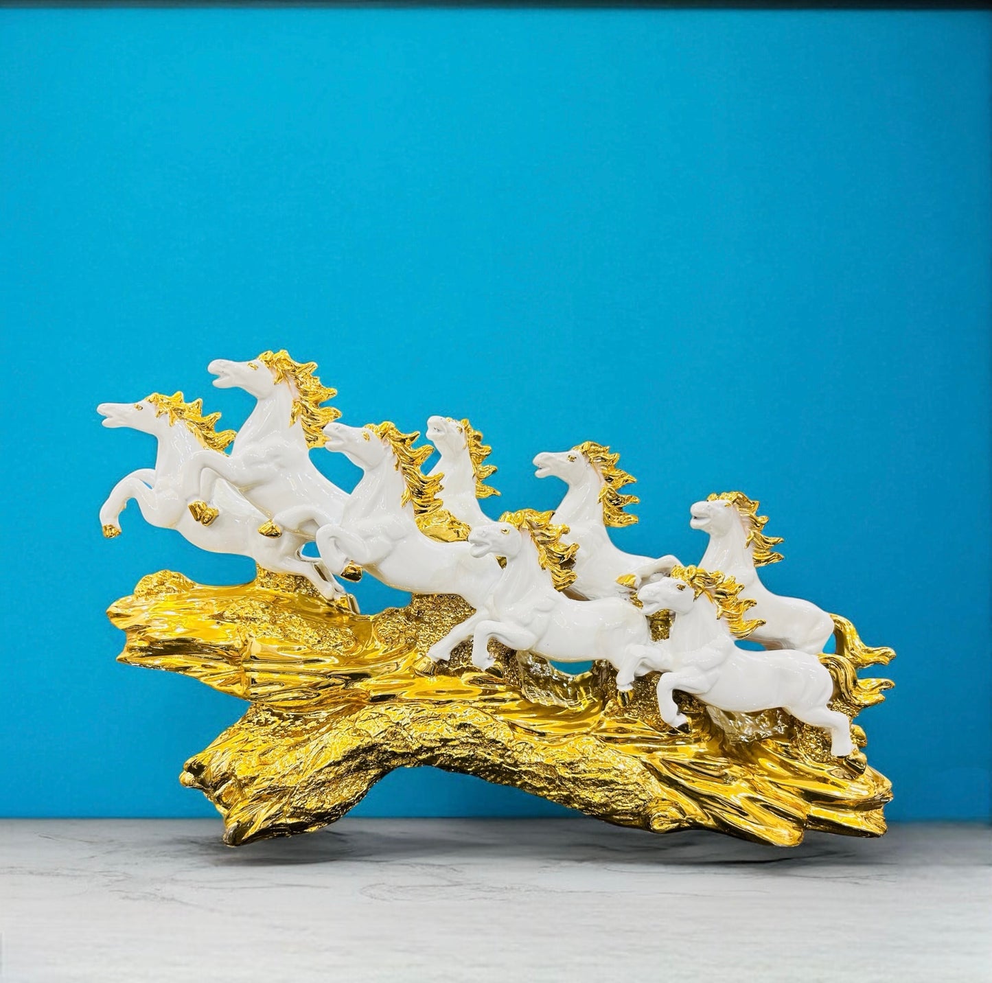 Equestrian Elegance Horses Decorative Showpiece - White