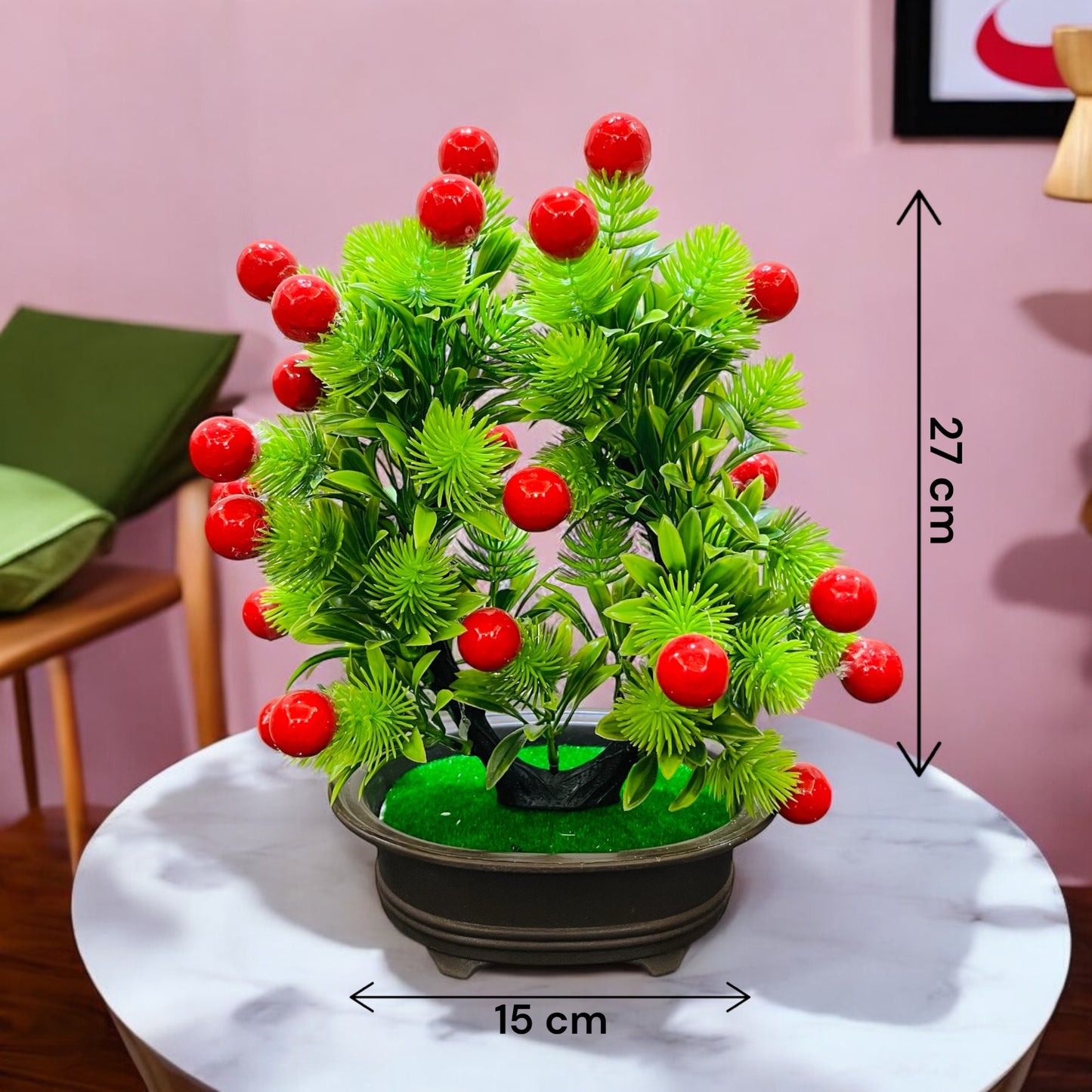 Charming Artificial Cherry Plant in Fiber Pot for Home Decor