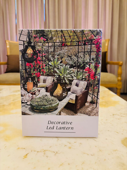 Modern Sculptural White Lantern with Integrated Triple LED Flameless Candles