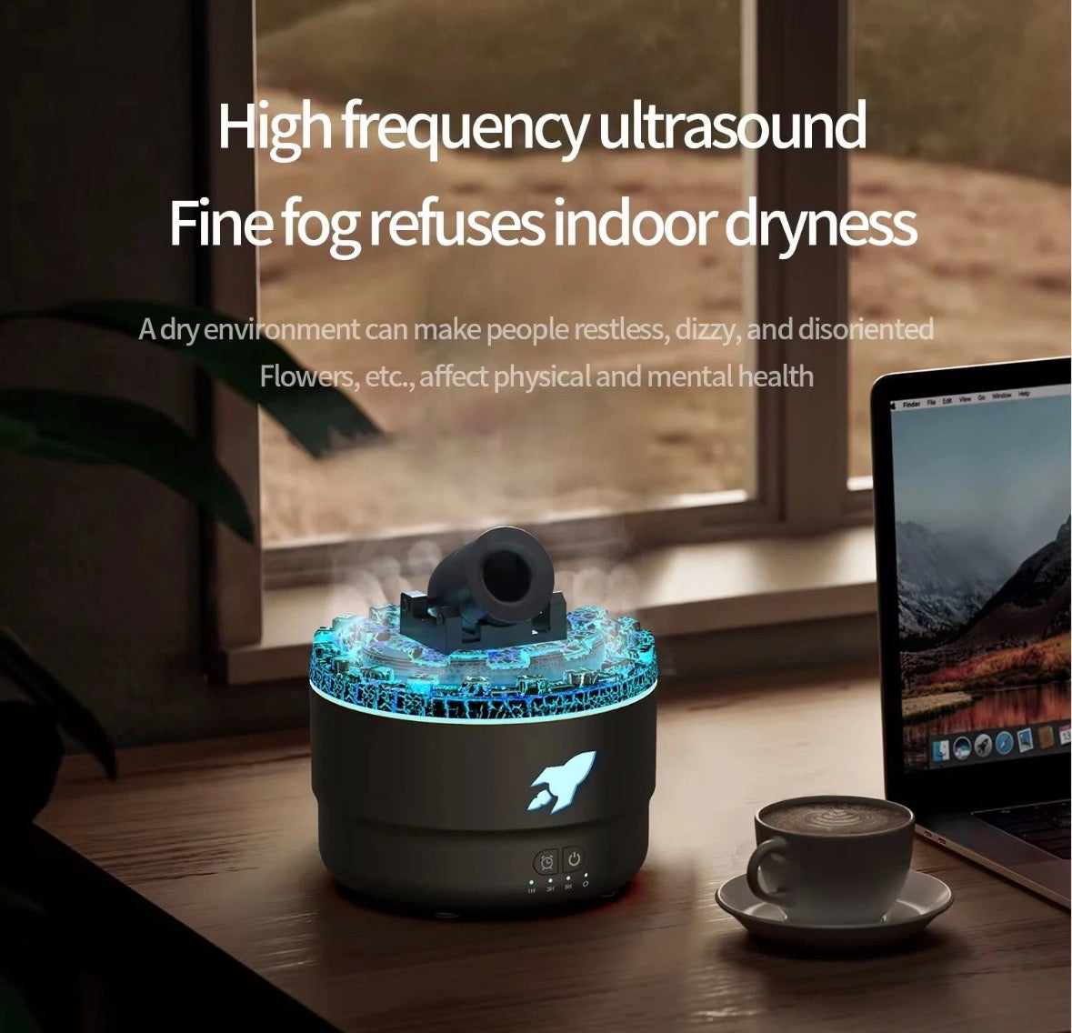 Cannon Mist Aroma Diffuser & Ultrasonic Humidifier with Ambient Light