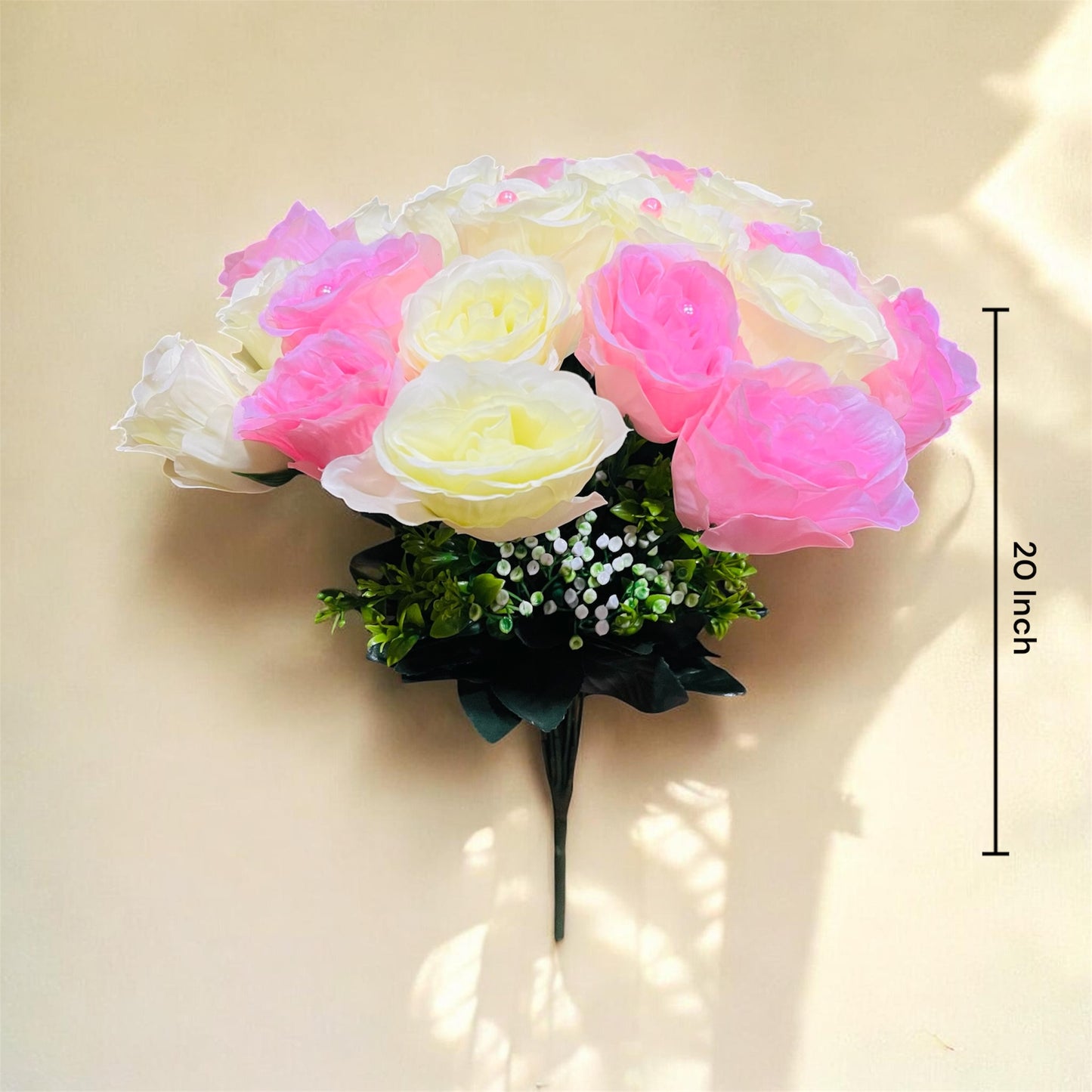 Artificial Pearl-Accented Rose Flower Bouquet for Home Decor