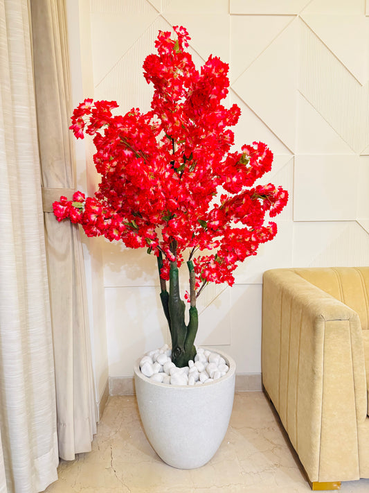 Artificial Red Blossom Indoor plant For Home - 6FT