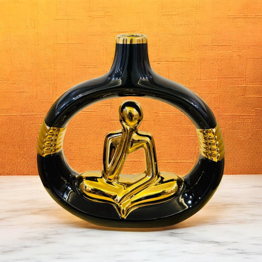 Elegant Golden Abstract Man Metal Vase for Table Decor
