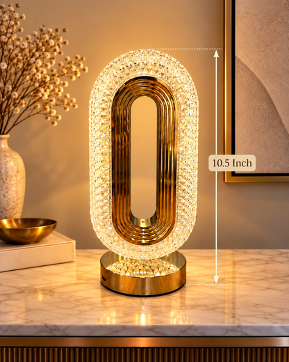 Rechargeable Crystal Oval Table Lamp with 3 Light Modes, 10.5 Inch