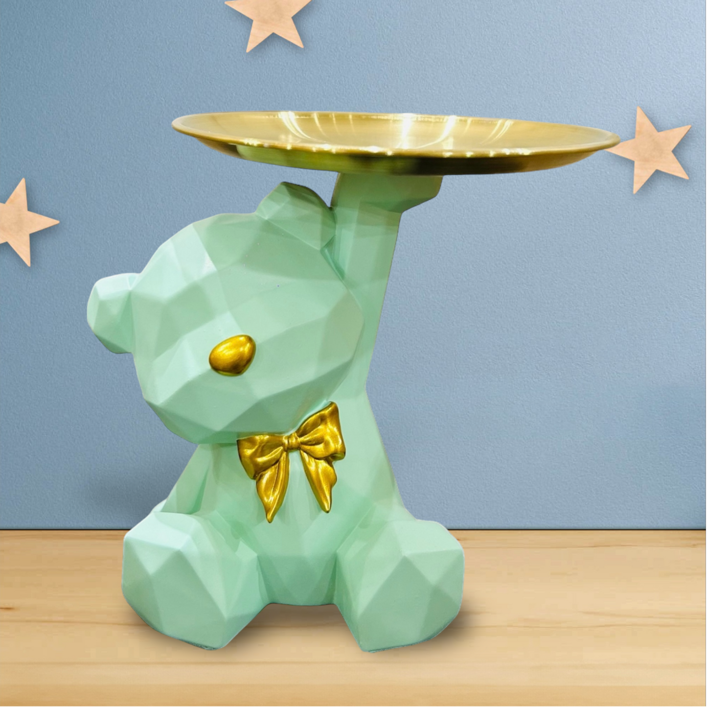 Multipurpose Green Teddy Bear Showpiece with Tray Decor for Table Decor