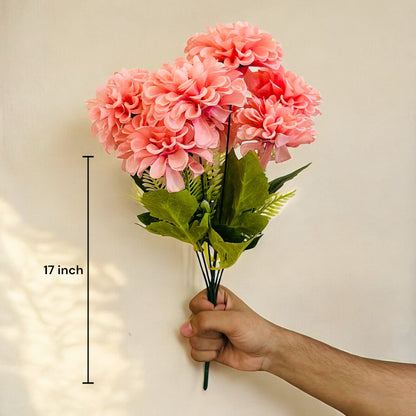 Artificial Ivory Dahalia Flower Bunch for Table Vases in mixed colors (Pack of 3 Stems)