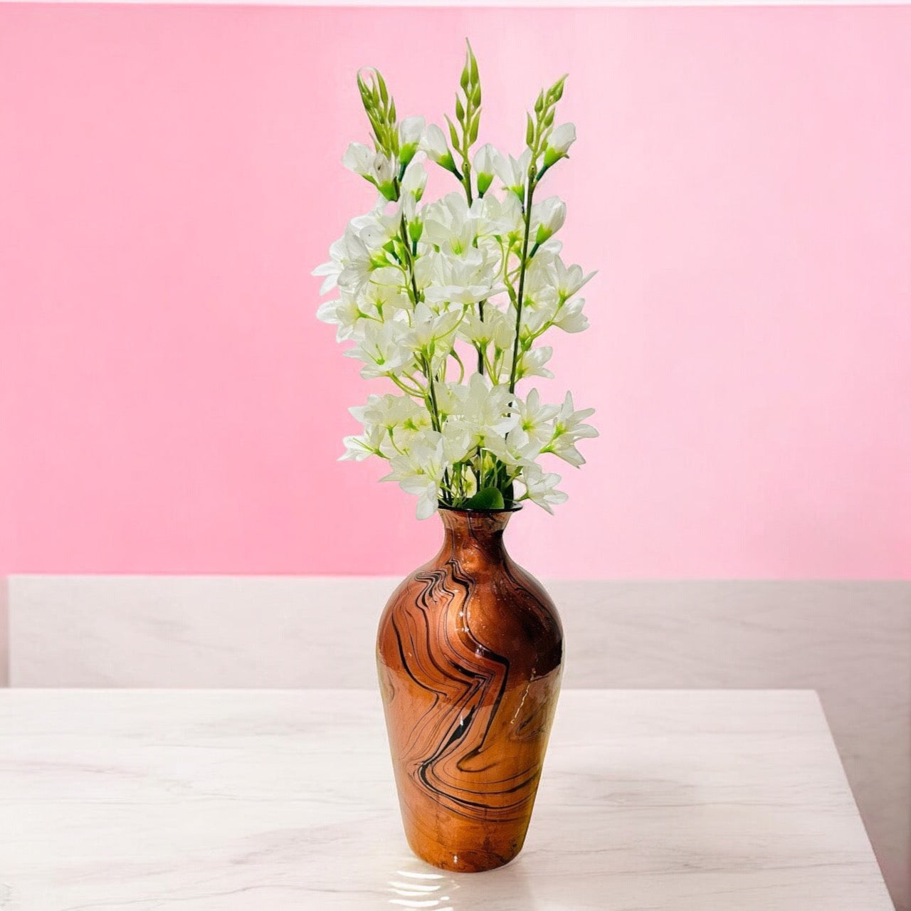 Pink and Black Marble Finish Table Vase