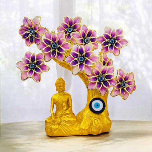 Meditating Buddha Purple Evil Eye Tree – Spiritual Decor