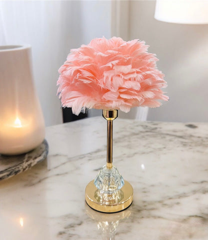 Pink Feather Glow Table Lamp