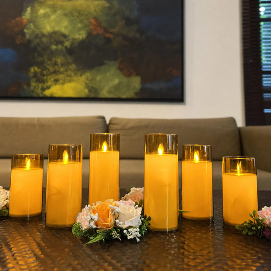 Acrylic Glass Led Moving Flame Pillar Candles - 3inch Diameter