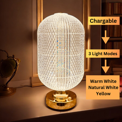 Luxury Crystal Touch Lamp with 3 Light Modes & Rechargeable Base