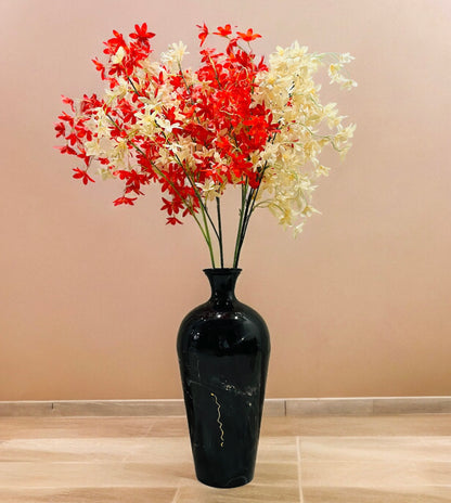 Black marble finish Metal floor flower vase