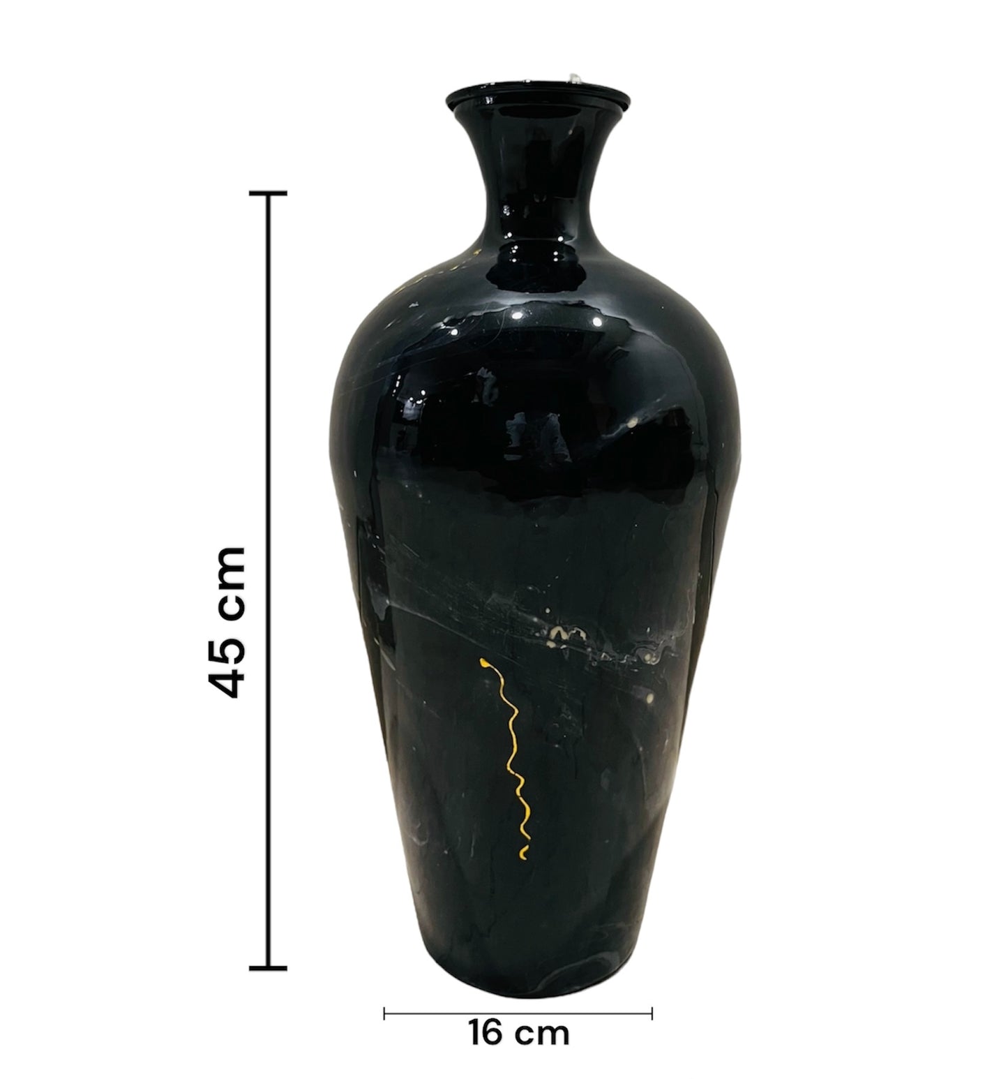 Black marble finish Metal floor flower vase