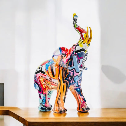 The Jaipur Royal Multicolor Pop Art Elephant Table Decorative Showpiece (Big)