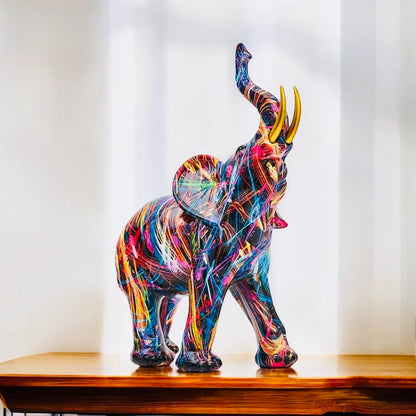 The Jaipur Royal Multicolor Pop Art Elephant Table Decorative Showpiece (Small)