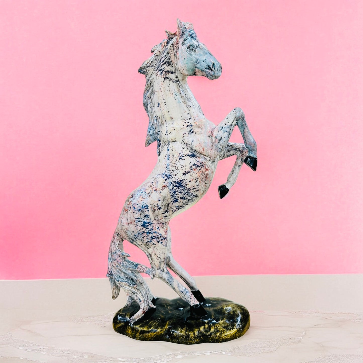 The White Victory's Ride Jumping Horse Decoration Showpiece