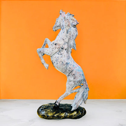The White Victory's Ride Jumping Horse Decoration Showpiece