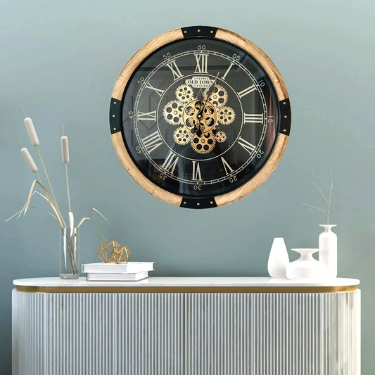 Minute Master Designer Wall Clock With Moving Gear Mechanism