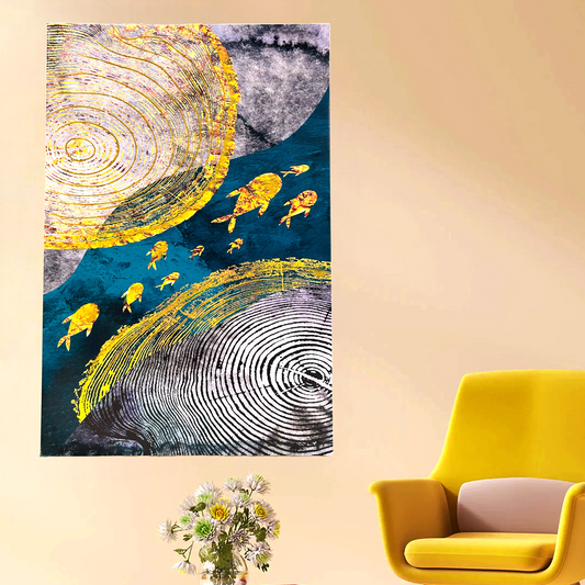 Deep water with fishes canvas painting