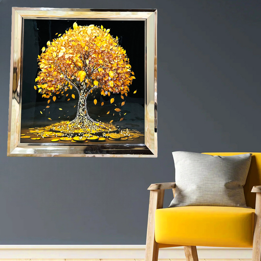 Golden graphic tree crystal painting