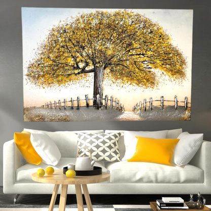 Golden Graphic tree canvas painting