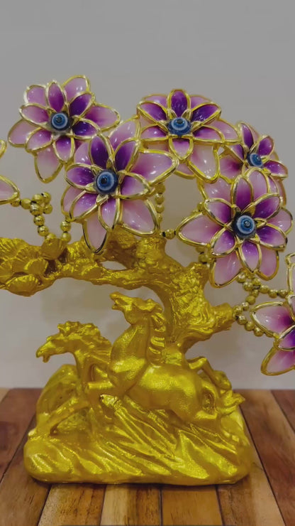 Running Horses Vaastu Evil Eye Tree for Home and Office Decor