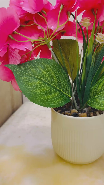 Vibrant Pink Artificial Flower Plant in Decorative Pot