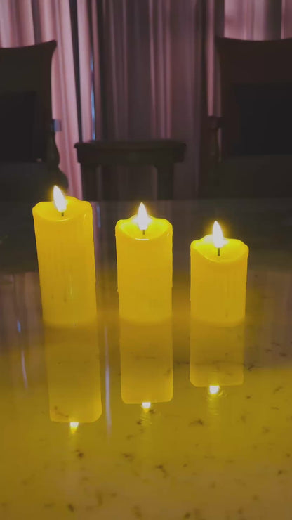 LED Melted Wax Design Candle Set of 3 – Realistic Looking Candle