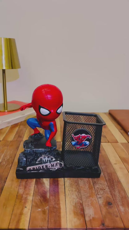 Spiderman Themed 3D Metal Pen Stand - Desk Organizer