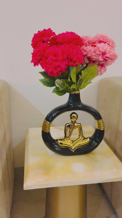 Elegant Golden Abstract Man Metal Vase for Table Decor