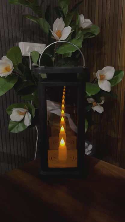 3D Mirrored Glass LED Candle Lantern, 8.5 Inch for Home Decor