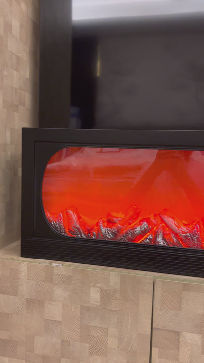 48-Inch Electric LED Fireplace with Realistic Flame Effect | Decorative Wall & Built-In Fireplace