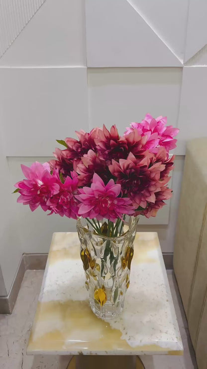 Artificial Pink and Wine Magnolia Flower Bunch for Table Vases (Pack of 2 Flower Stems)