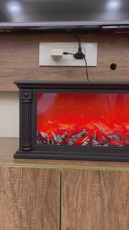 Realistic Fireplace LED Tabletop Lamp – Ember Glow & Cozy Flame Effect (Black)