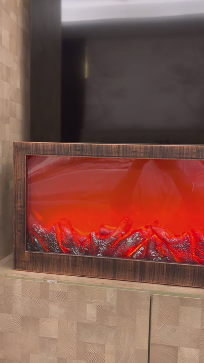 48-Inch Premium LED Fireplace with Realistic Flame Effect | Antique Finish Decorative Electric Firelamp