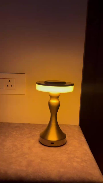 Elegant Touch-Control LED Rechargeable Table Lamp – Modern Brass Finish