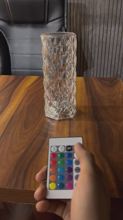 Rechargeable Premium Crystal Table Lamp with Remote Control & 16 Colors, 8.5 Inch