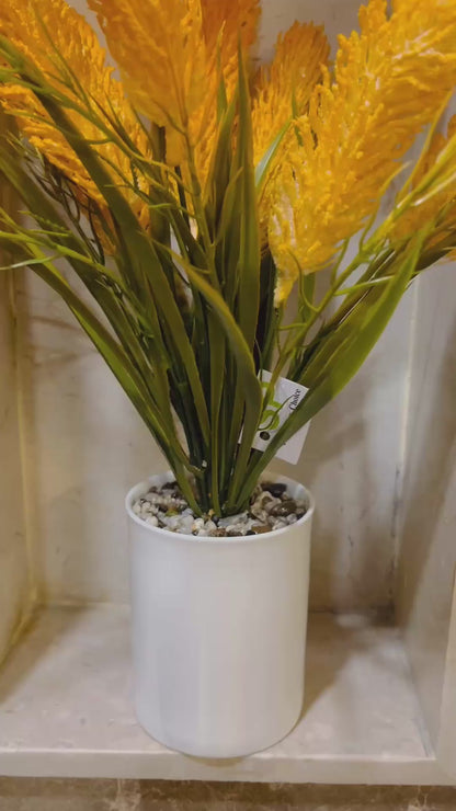 Artificial Wheat Plant in Ceramic Pot with Pebbles