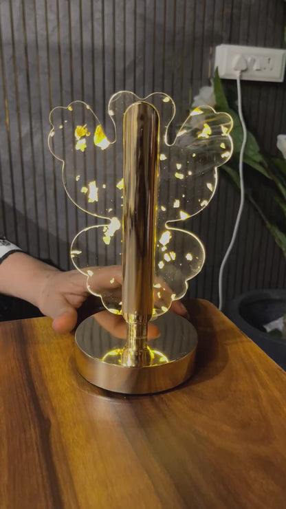 Rechargeable Butterfly Acrylic LED Table Lamp with 3 Light Modes – Portable Decorative Lamp, 8 Inch