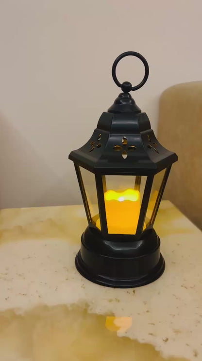 Vintage LED Lantern Light with Flickering Candle