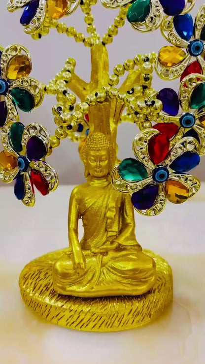 Meditating Buddha Colorful Evil Eye Tree – Spiritual Decor